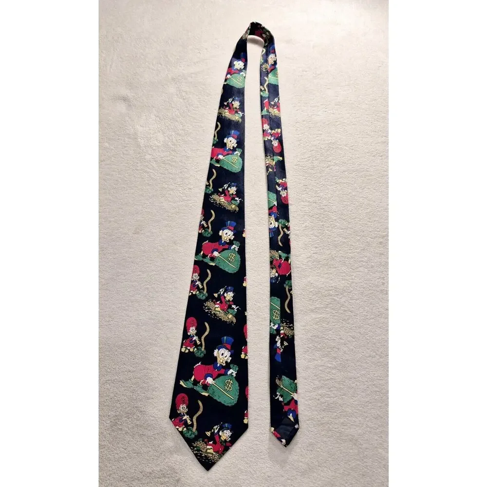 Disney Uncle Scrooge Men Necktie Black Limited Edition Rare Vintage Money Bags